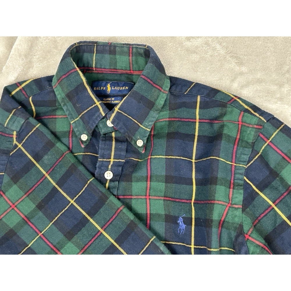 Ralph Lauren Flannel Shirt Men Small PONY  Classic Fit Performance  PLAID
